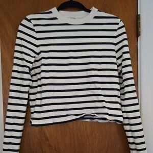 COS Black and White Striped Long Sleeve Tee